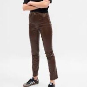 NEW brown faux-leather Vintage Slim high-rise pants Gap 31